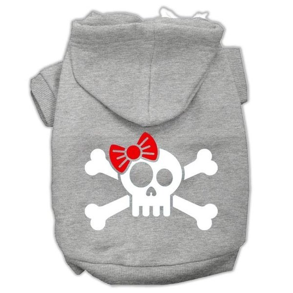 Mirage Pet Mirage Pet 62-85 MDGY Skull Crossbone Bow Screen Print Pet Hoodies; Grey - Medium - Size 12 62-85 MDGY